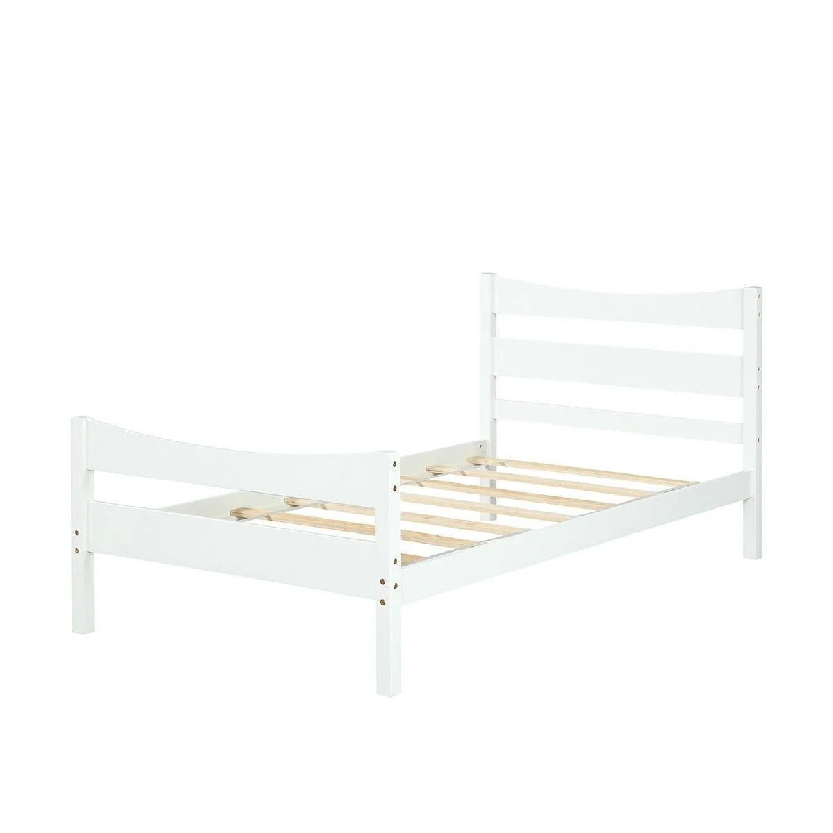 Twin size Farmhouse Style Pine Wood Platform Bed Frame in White - Image 2