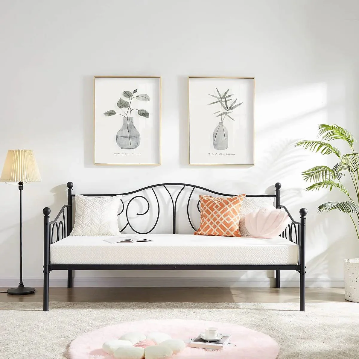 Twin size French Country Style Black Metal Day Bed Frame - Image 3