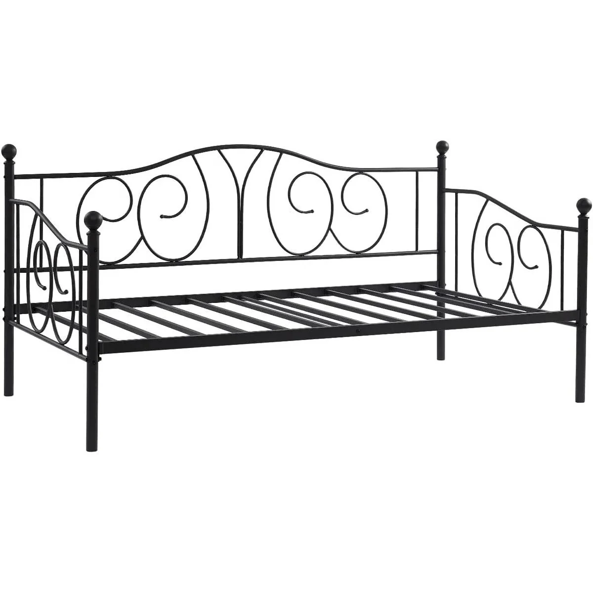 Twin size French Country Style Black Metal Day Bed Frame - Image 4