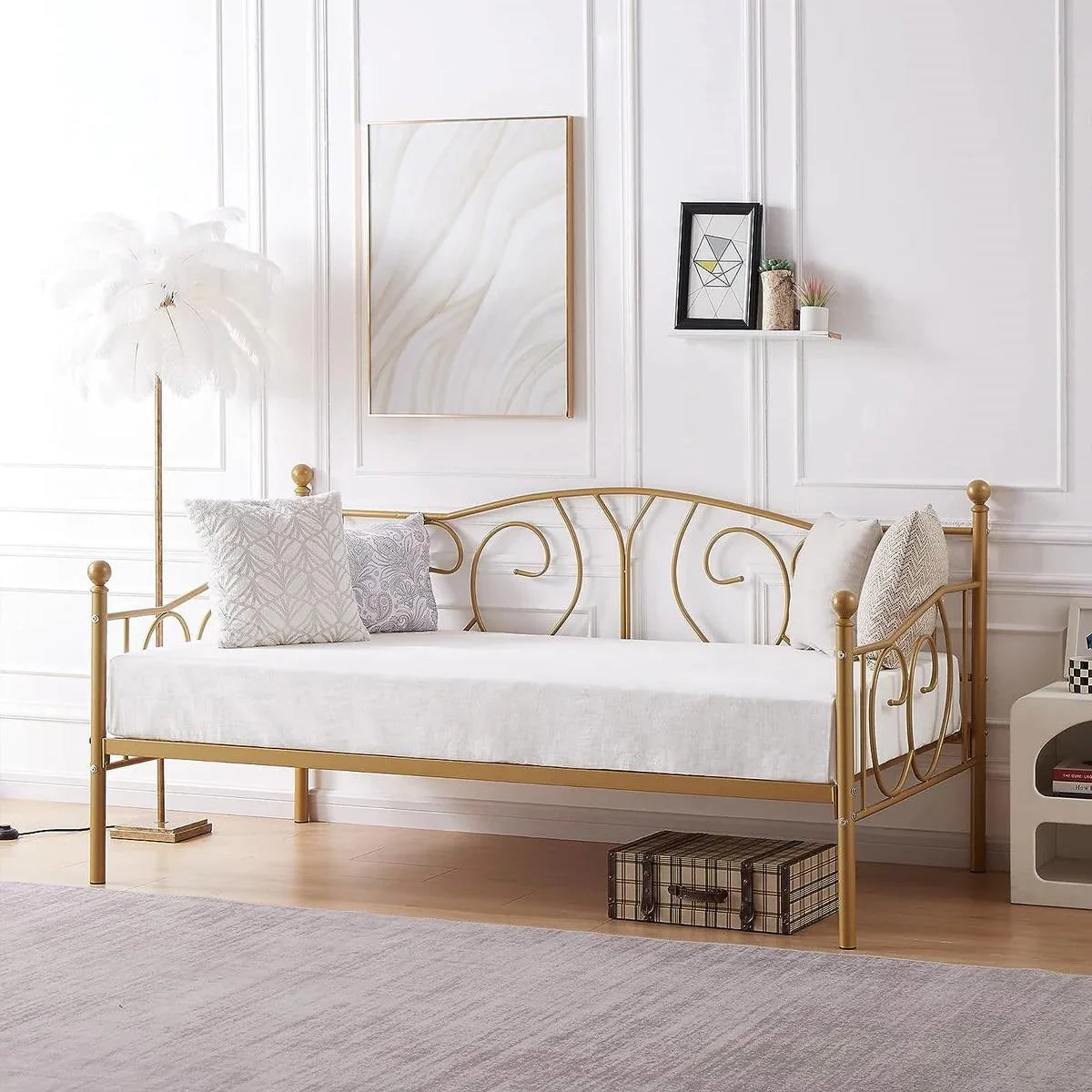 Twin size French Country Style Gold Metal Daybed Frame - Image 2
