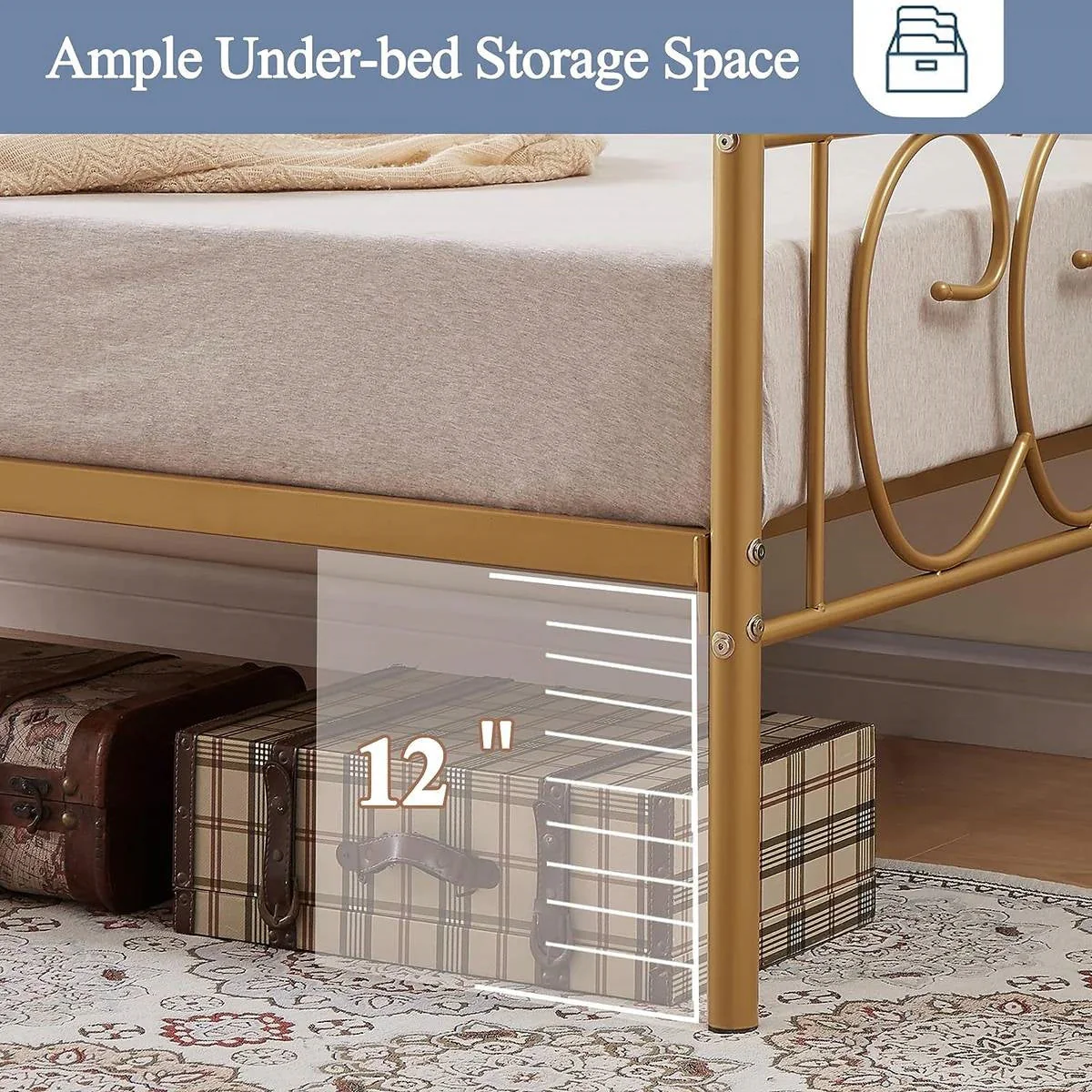 Twin size French Country Style Gold Metal Daybed Frame - Image 4