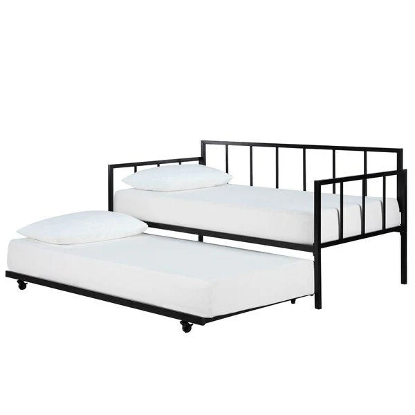Twin size Heavy Duty Metal Daybed with Roll-Out Trundle Bed - Image 2