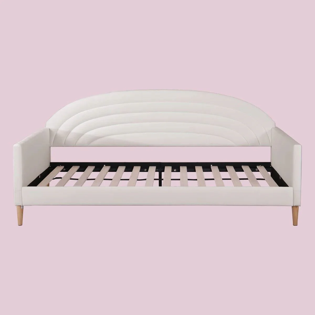 Twin size Mid-Century Modern Off-White Cream Velvet Upholstered Daybed - Image 3