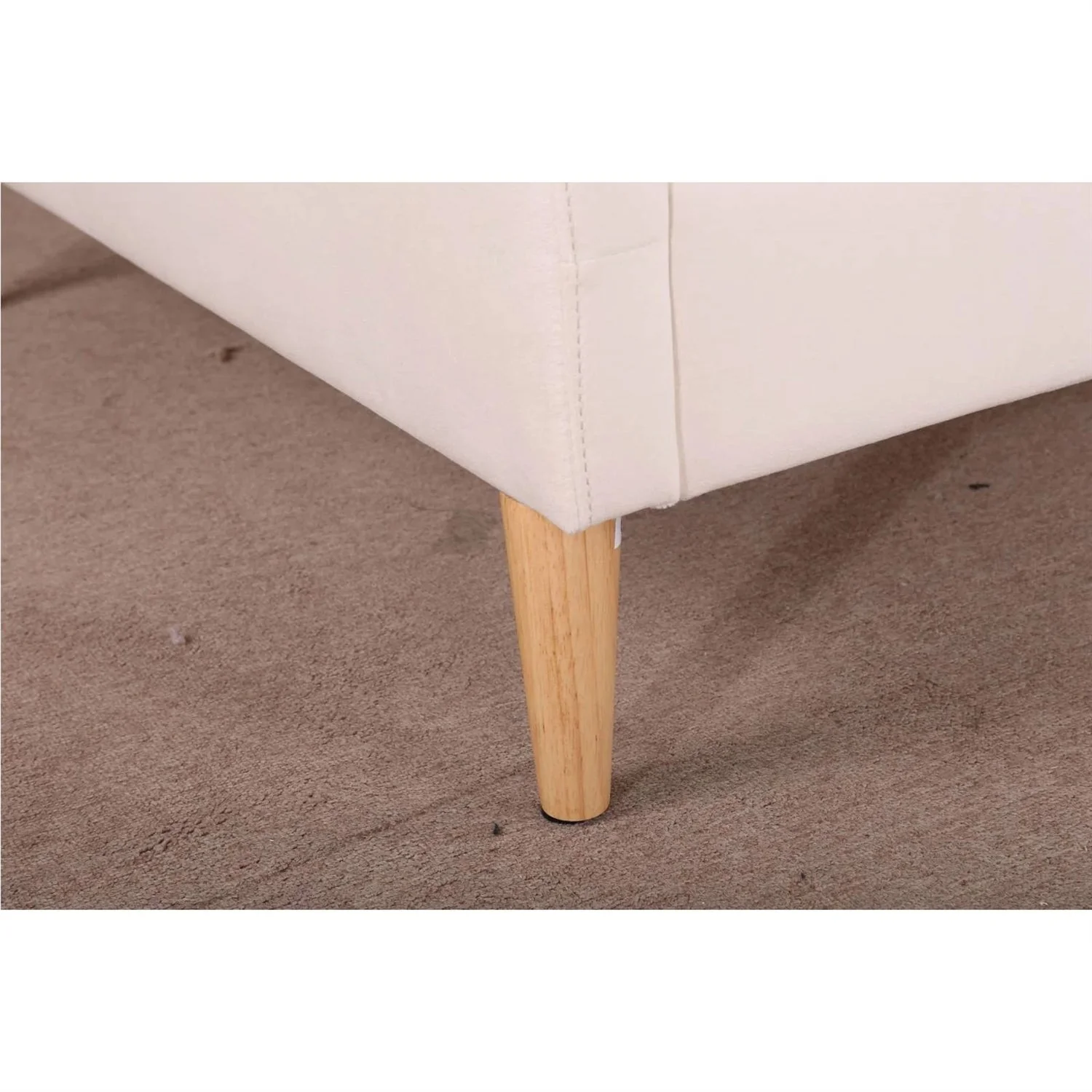 Twin size Mid-Century Modern Off-White Cream Velvet Upholstered Daybed - Image 5