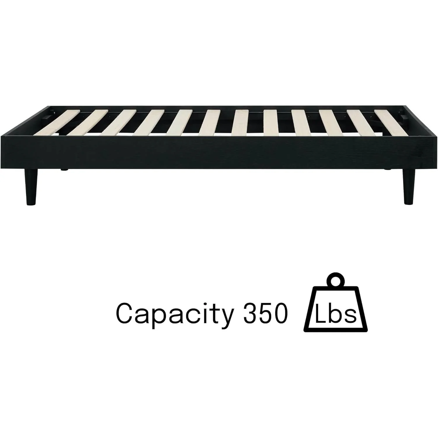 Twin size Mid-Century Modern Platform Bed Frame in Black Wood Finish - Image 3