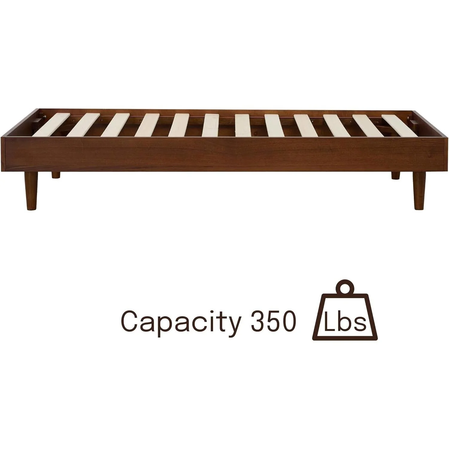 Twin size Mid-Century Modern Platform Bed Frame in Dark Brown Wood Finish - Image 3