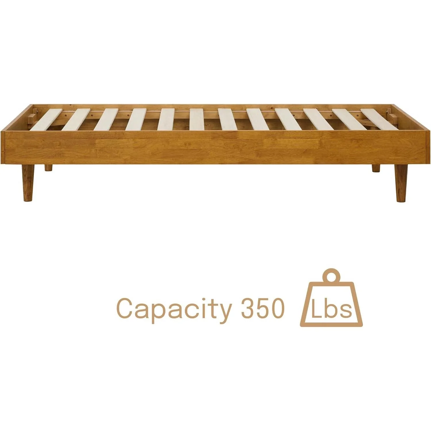 Twin size Mid-Century Modern Platform Bed Frame in Light Wood Finish - Image 5