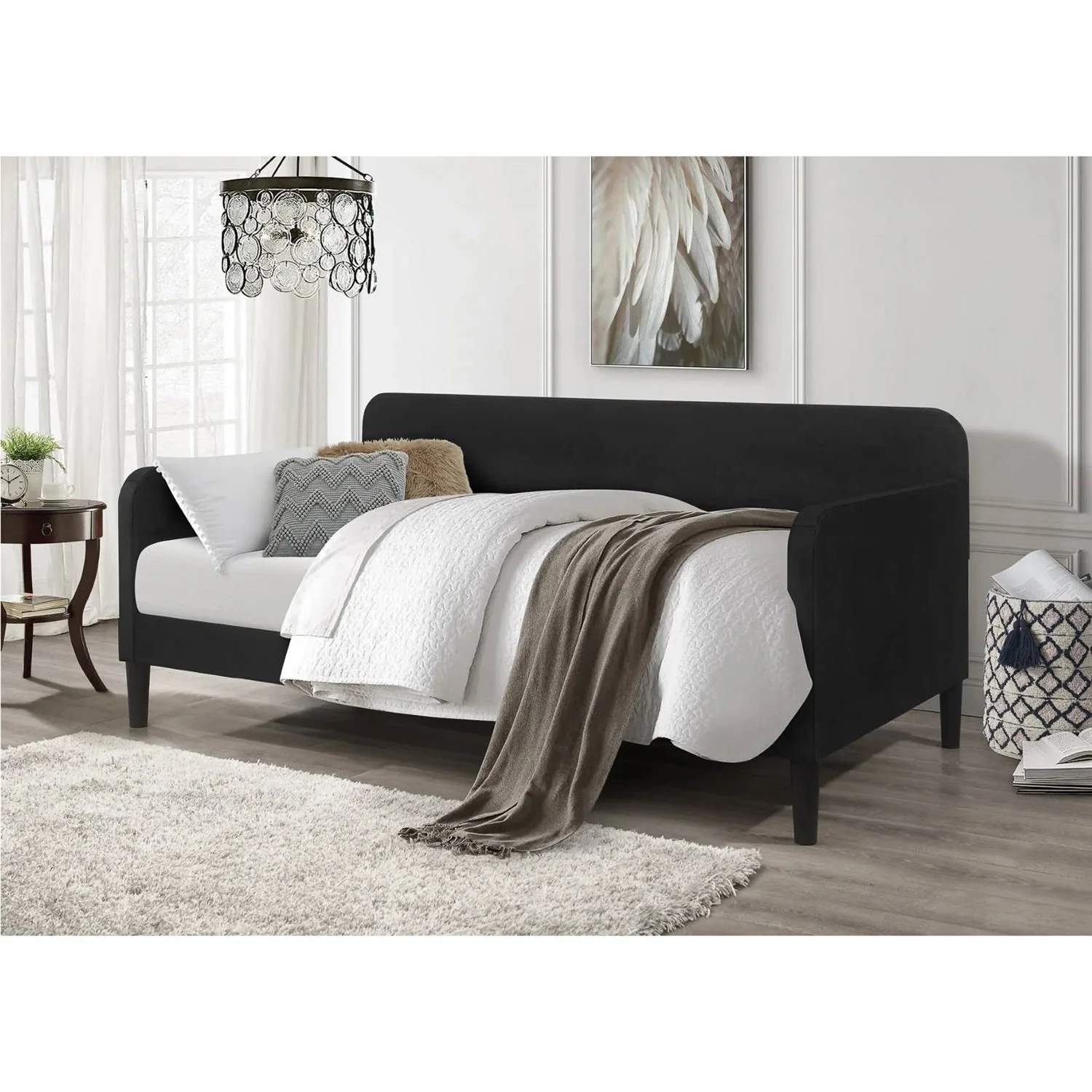 Twin size Modern Black Velvet Upholstered Daybed - Image 3