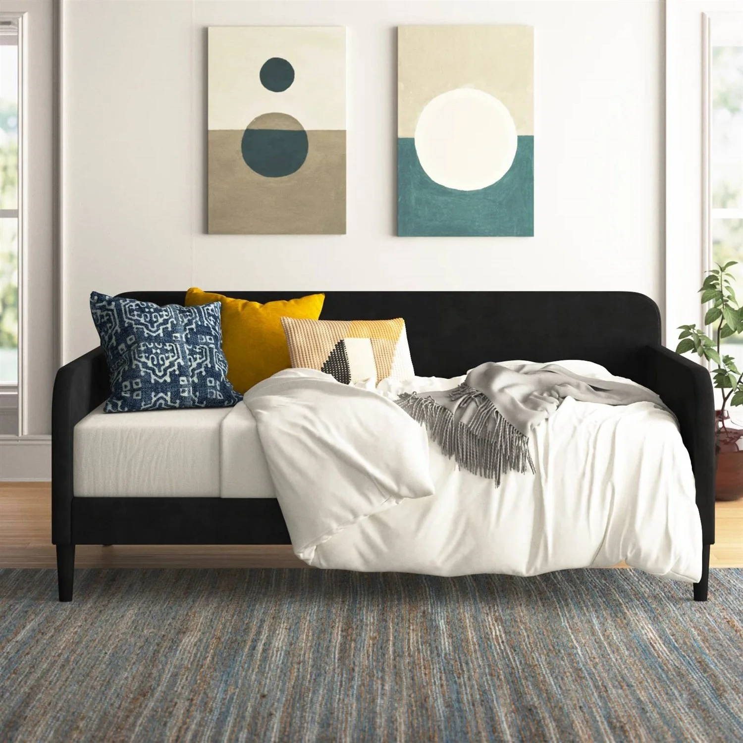 Twin size Modern Black Velvet Upholstered Daybed - Image 4