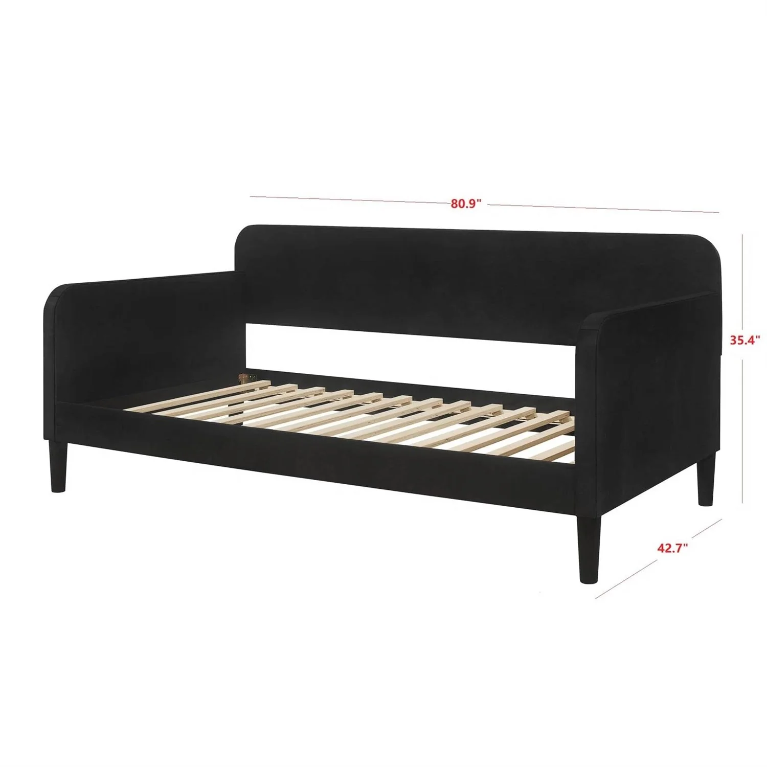 Twin size Modern Black Velvet Upholstered Daybed - Image 5