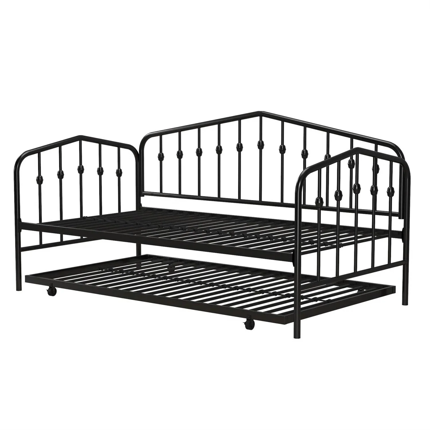 Twin size Modern Industrial Black Metal Daybed with Trundle Bed Frame - Image 2