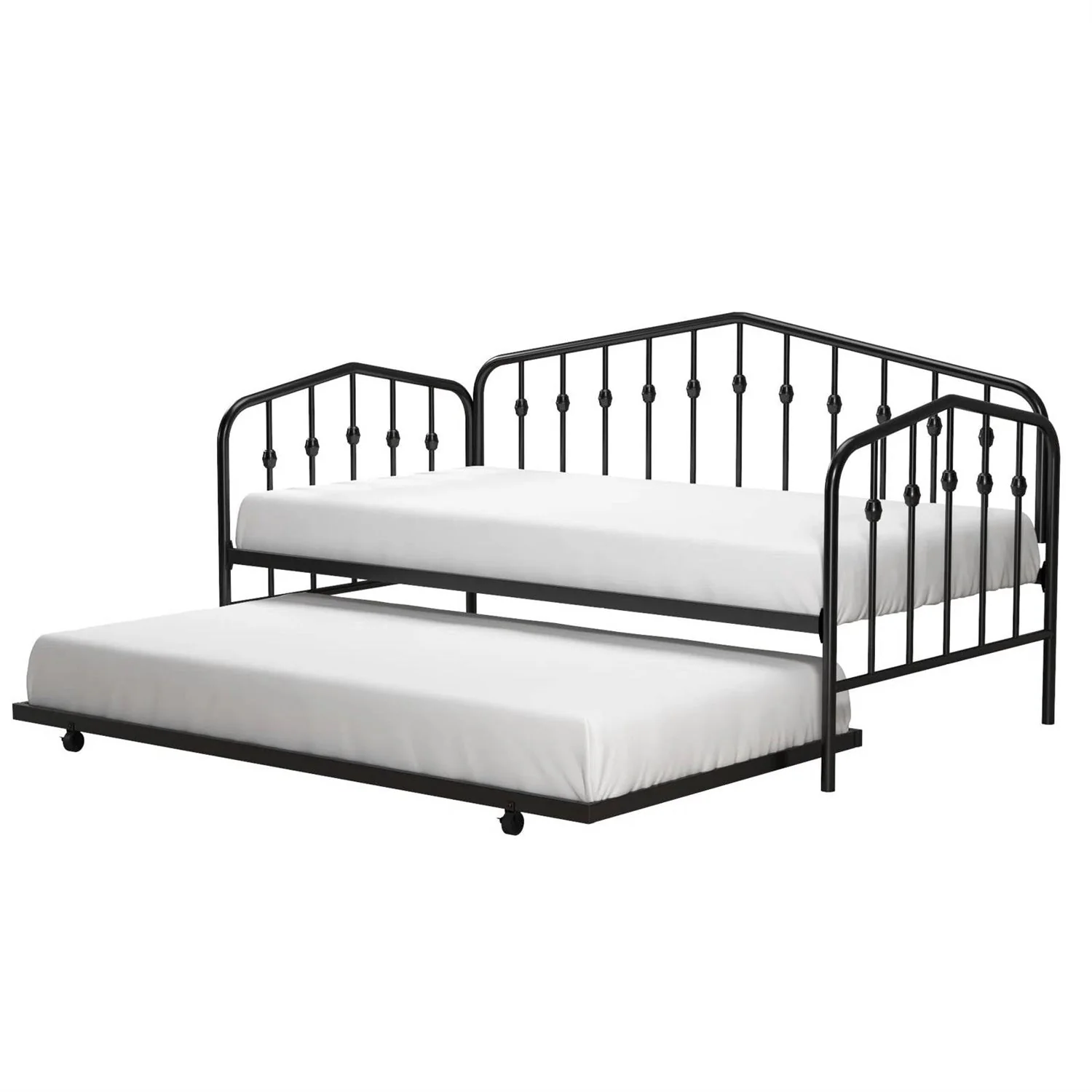 Twin size Modern Industrial Black Metal Daybed with Trundle Bed Frame - Image 3