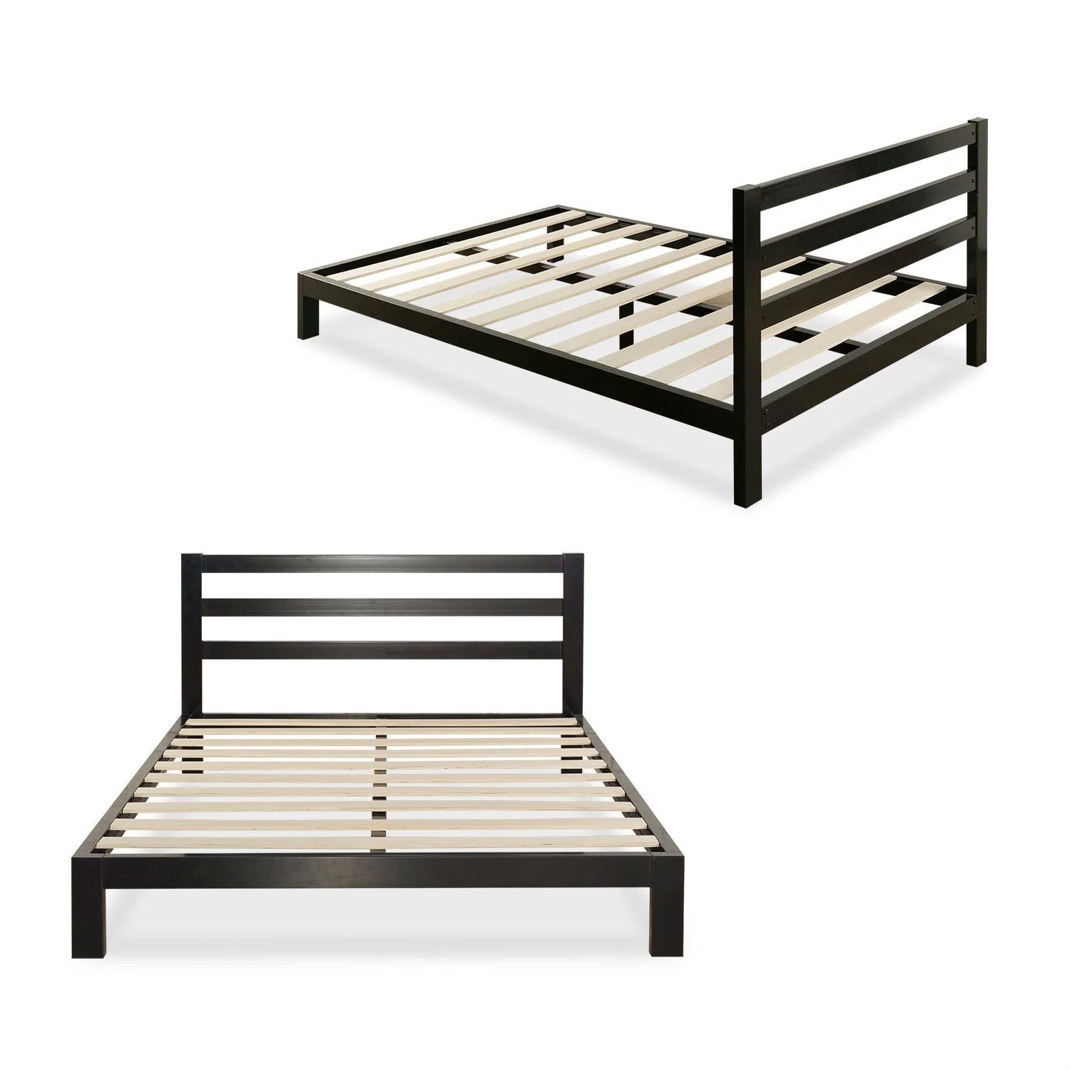 Twin size Modern Metal Platform Bed Frame with Headboard And Wood Support Slats - Image 2