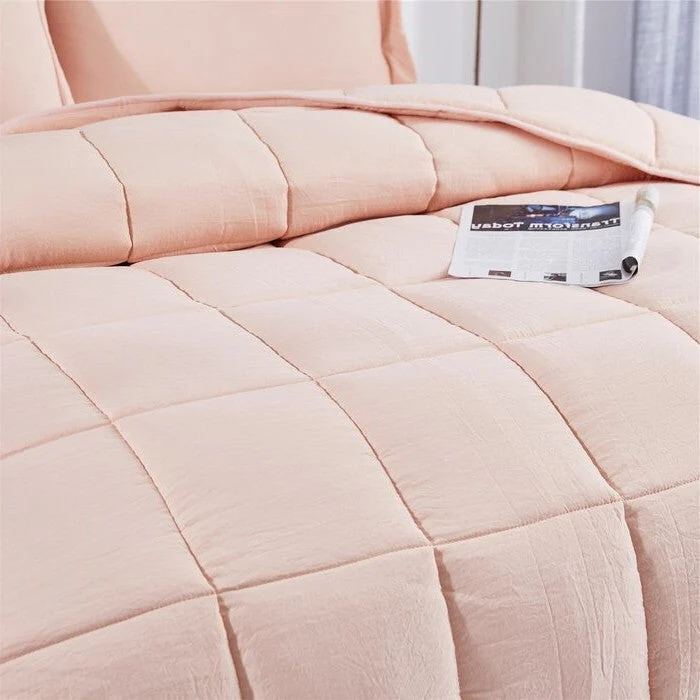 Twin Size Pink 3 Piece Microfiber Reversible Comforter Set - Image 3