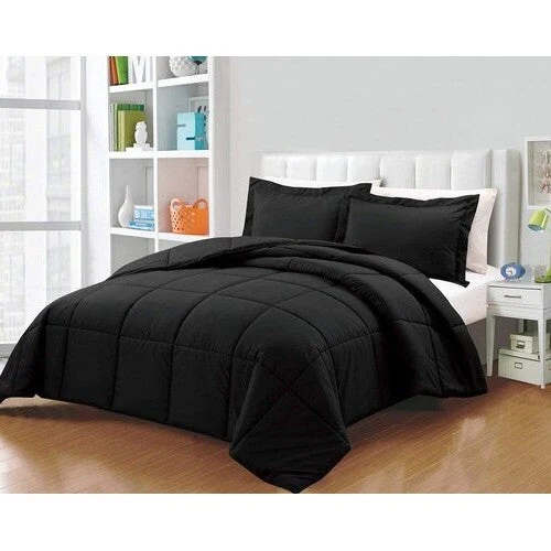 Twin Size Reversible Microfiber Down Alternative Comforter Set in Black - Image 2