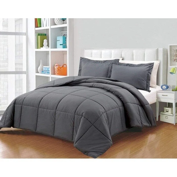 Twin Size Reversible Microfiber Down Alternative Comforter Set in Grey - Image 2