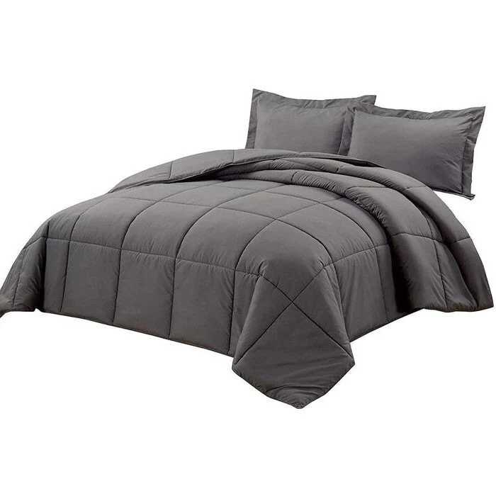 Twin Size Reversible Microfiber Down Alternative Comforter Set in Grey - Image 3