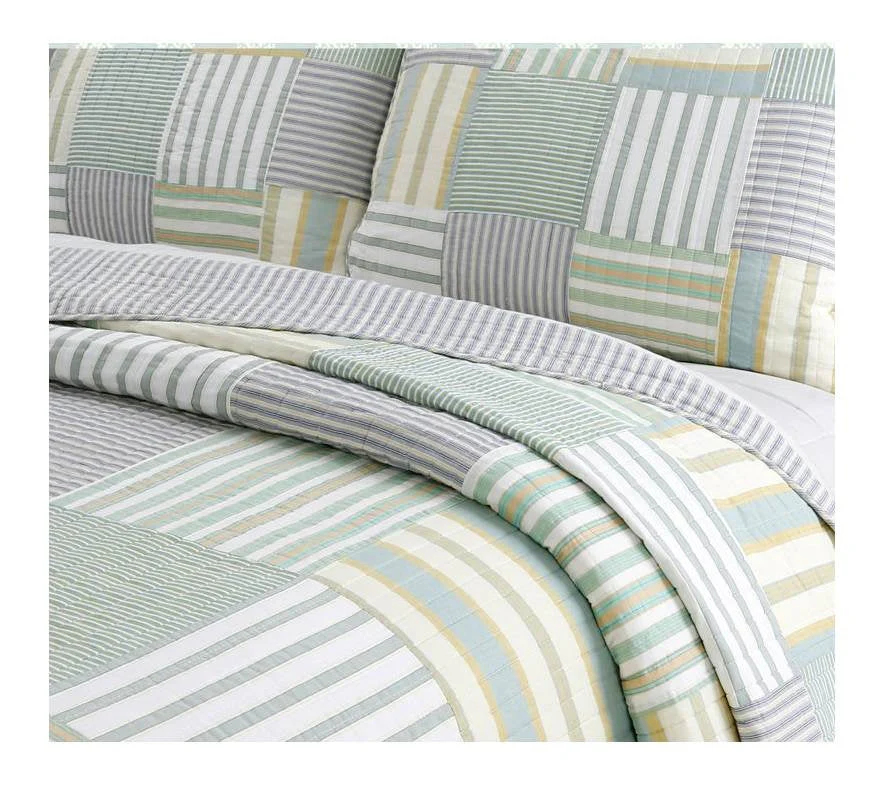 Twin Size Soft Reversible Patches 100% Cotton Quilt Set - Image 3