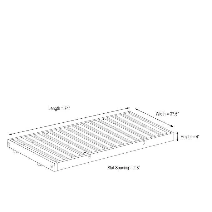 Twin size Solid Wood Roll-Out Trundle Bed Frame - Made in USA - Image 4