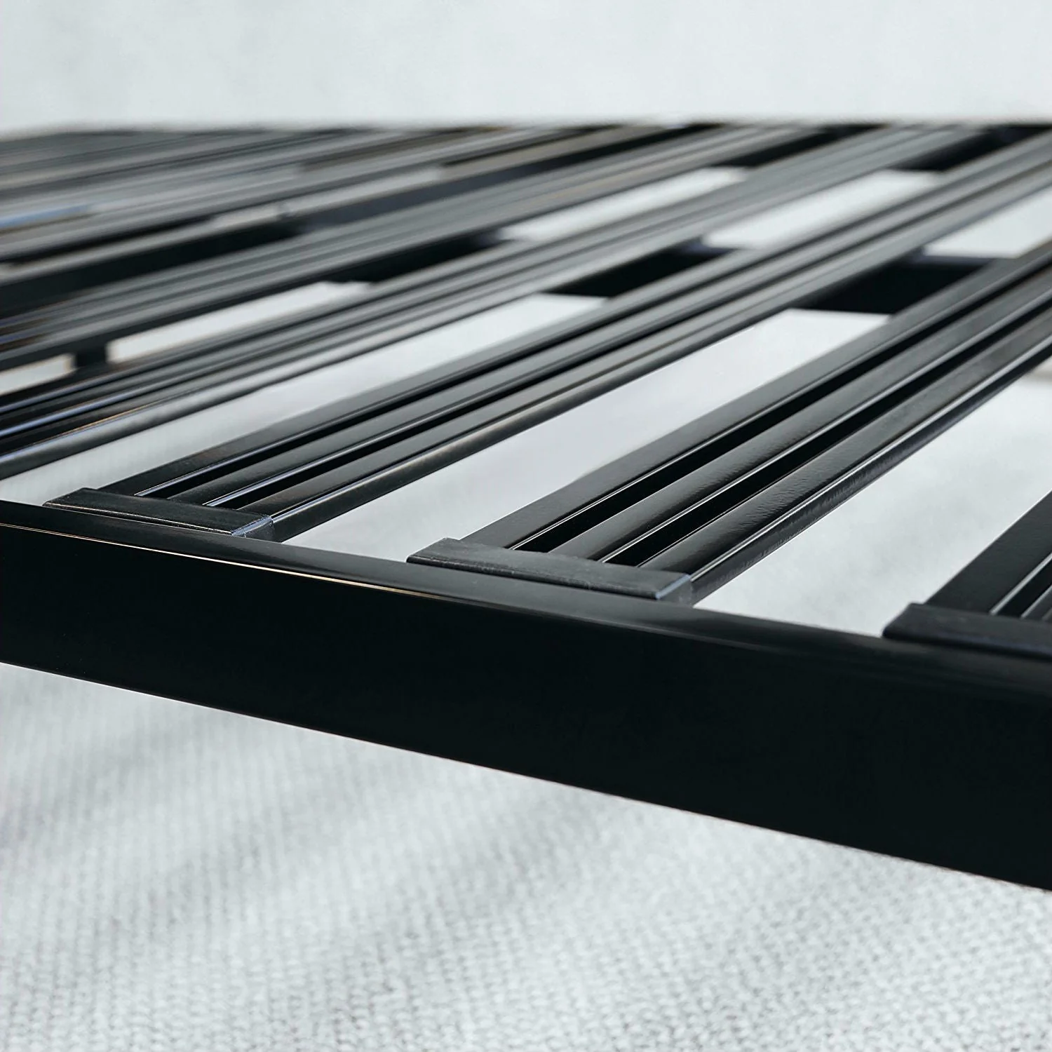 Twin size Sturdy Black Metal Platform Bed Frame with Wide Steel Slats - Image 2