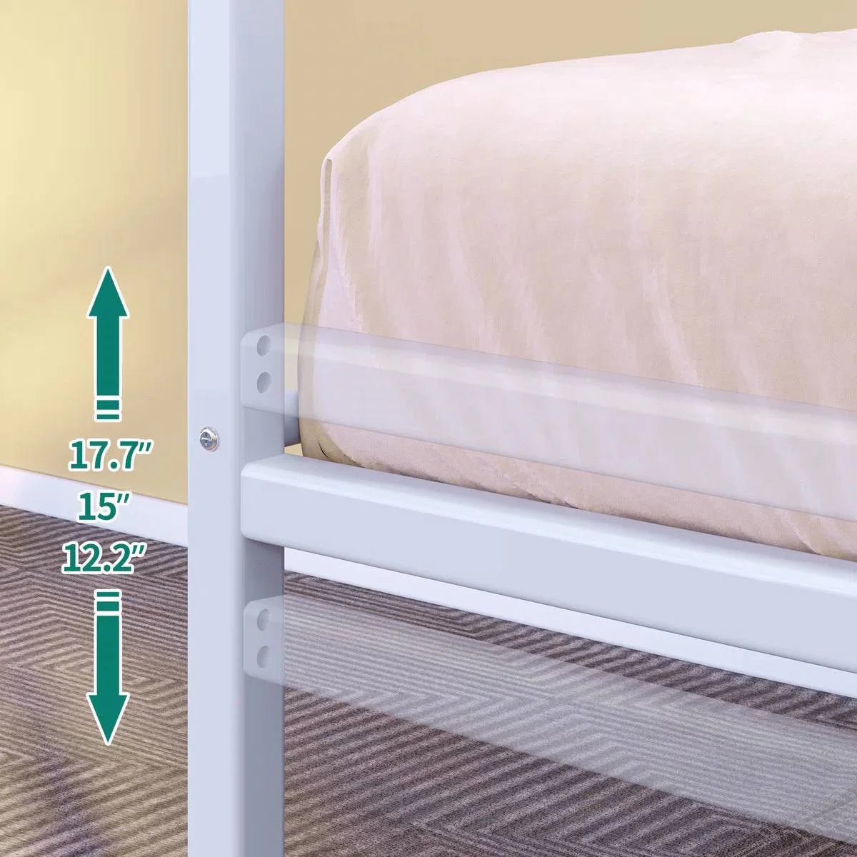 Twin size White Metal Daybed Frame with Roll Out Trundle Bed Frame - Image 4
