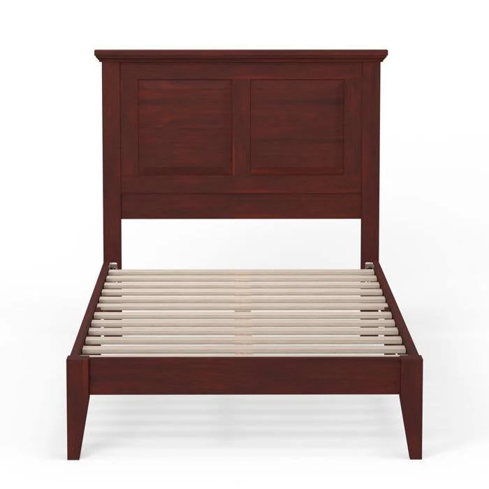 Twin Traditional Solid Oak Wooden Platform Bed Frame with Headboard in Cherry - Image 2