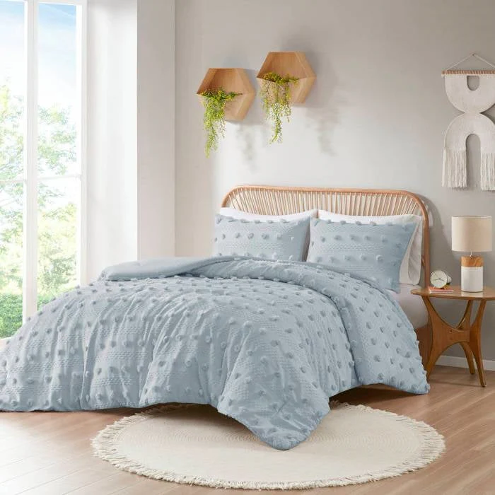 Twin/Twin XL 2-Piece Blue Pompom Microfiber Hypoallergenic Comforter Set - Image 3
