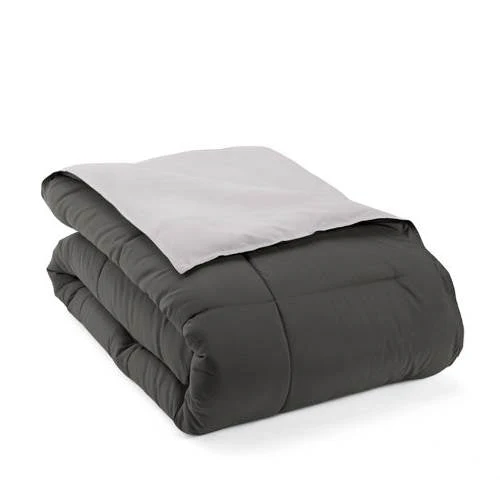 Twin/Twin XL 2-Piece Microfiber Reversible Comforter Set Grey / Light Grey - Image 4