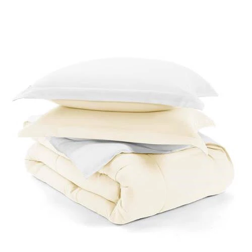 Twin/Twin XL 2-Piece Microfiber Reversible Comforter Set in White and Cream - Image 5