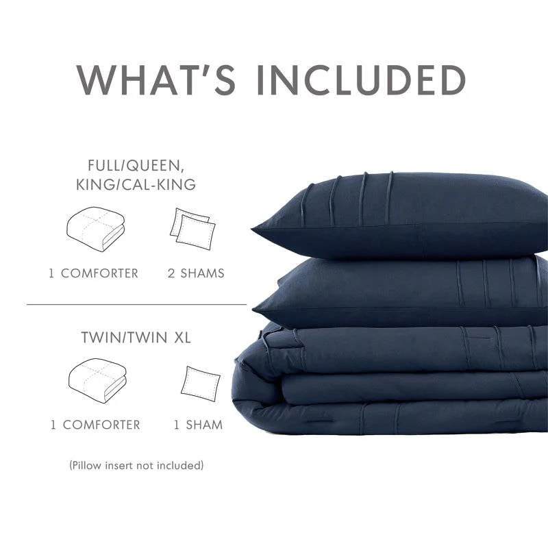 Twin/Twin XL Microfiber Pleated Bohemian style Pre-Washed Comforter Set in Navy - Image 5