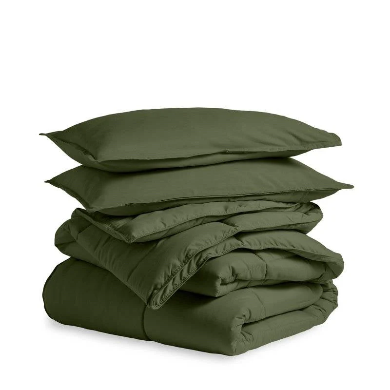 Twin/Twin XL size Super Soft Down Alternative Comforter Set in Olive Green - Image 2