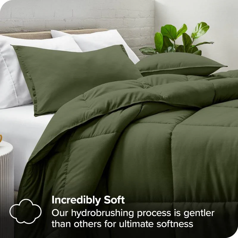 Twin/Twin XL size Super Soft Down Alternative Comforter Set in Olive Green - Image 3