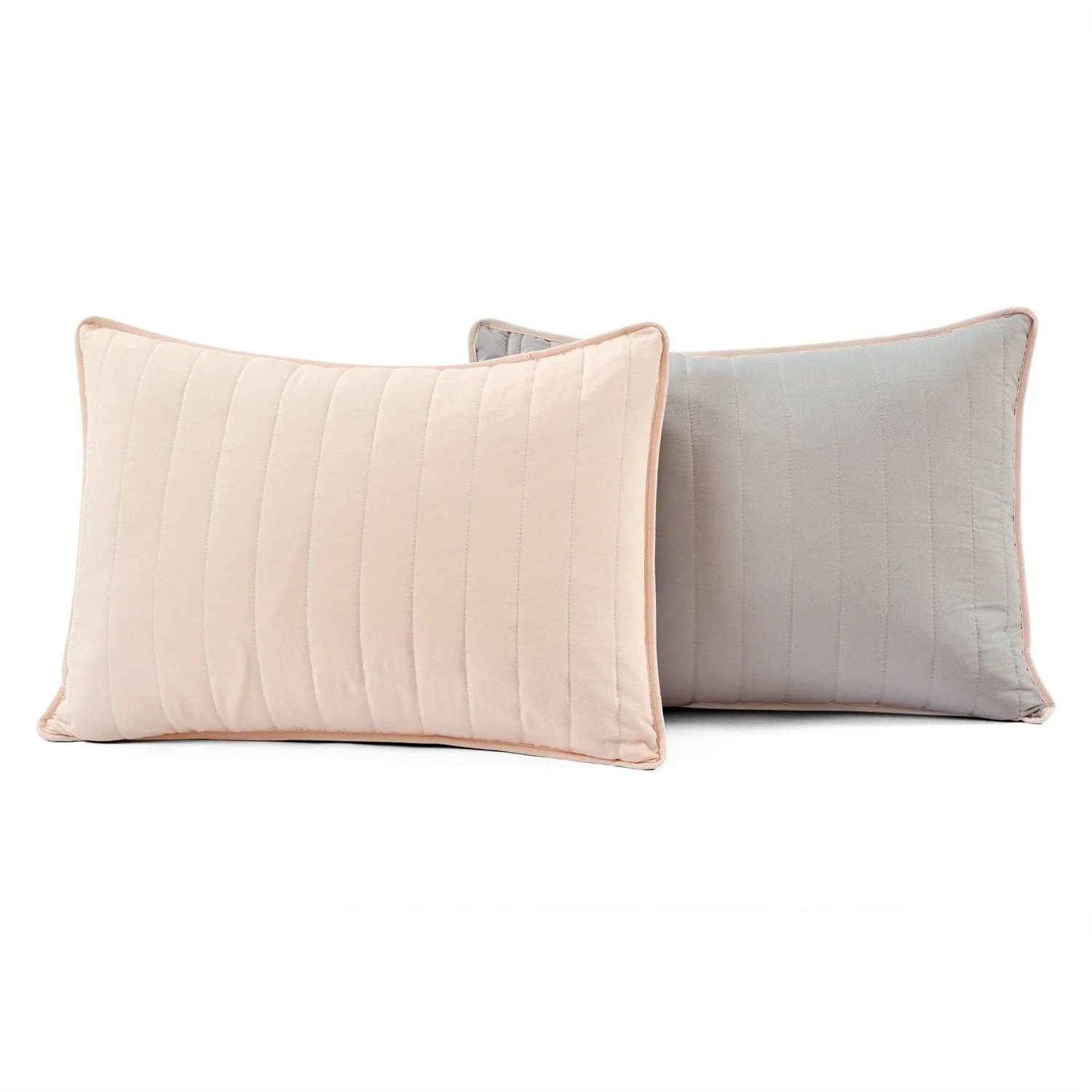 Twin/Twin XL Soft Reversible Lightweight Quilt Set in Rose Blush Pink and Grey - Image 4