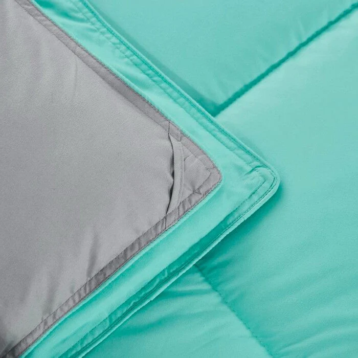 Twin/Twin XL Traditional Microfiber Reversible 3 Piece Comforter Set in Blue/Grey - Image 5