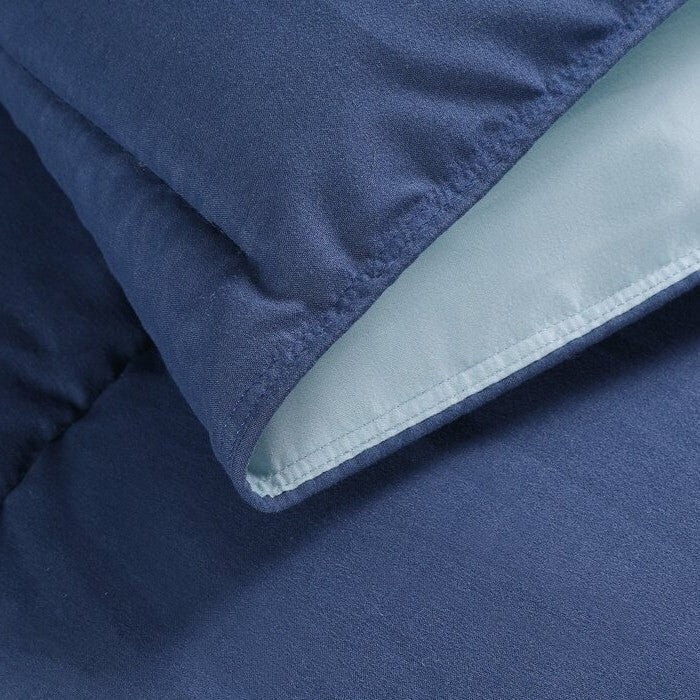Twin/Twin XL Traditional Microfiber Reversible 3 Piece Comforter Set in Blue/Navy - Image 4