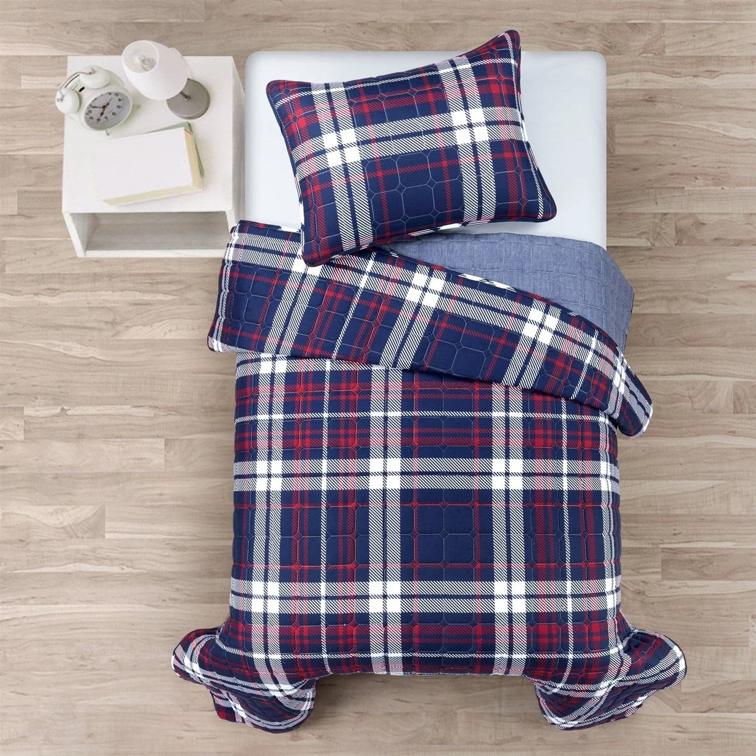 Twin/XL Farmhouse Plaid 2 Piece Lightweight Reversible Quilt Set - Image 2