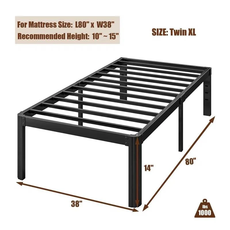 Twin XL Heavy Duty Metal Bed Frame Platform with Round Edge Legs - Image 4