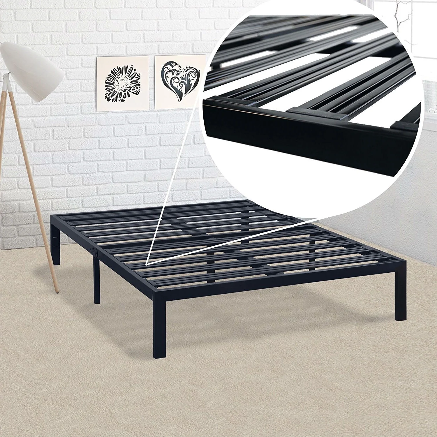 Twin XL Metal Platform Bed Frame with Heavy Duty Steel Slats - Image 3