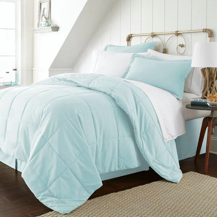 Twin XL Microfiber 6-Piece Reversible Bed-in-a-Bag Comforter Set in Aqua Blue - Image 2