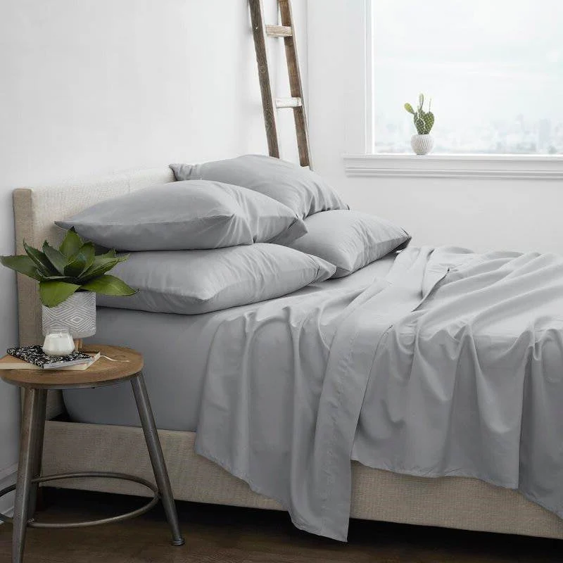 Twin XL size 4 Piece Grey Wrinkle Resistant Microfiber Polyester Sheet Set - Image 3