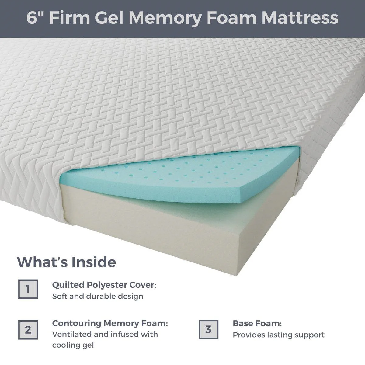Twin XL size 6-inch Thick Firm Cooling Memory Foam Mattress - Image 5