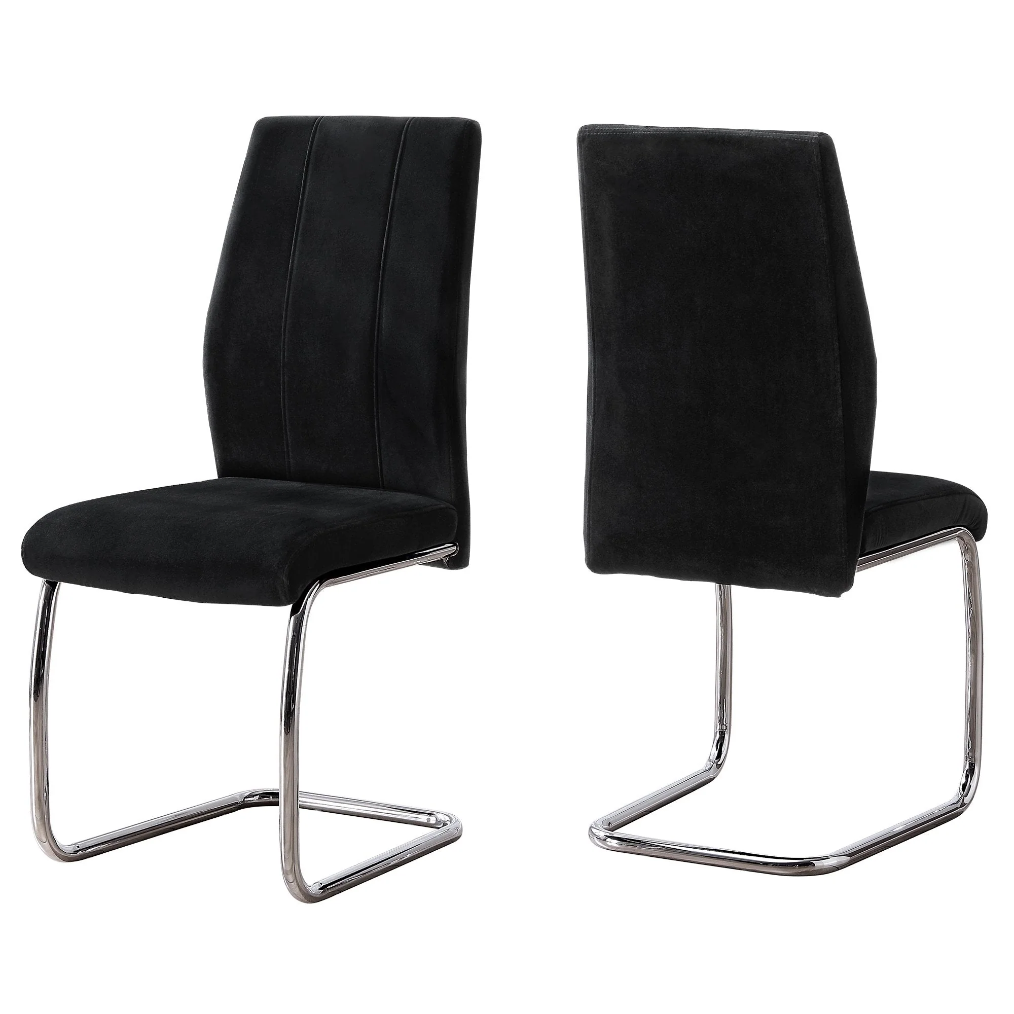 Two 77.5inches Velvet Chrome Metal and Foam Dining Chairs - Image 2