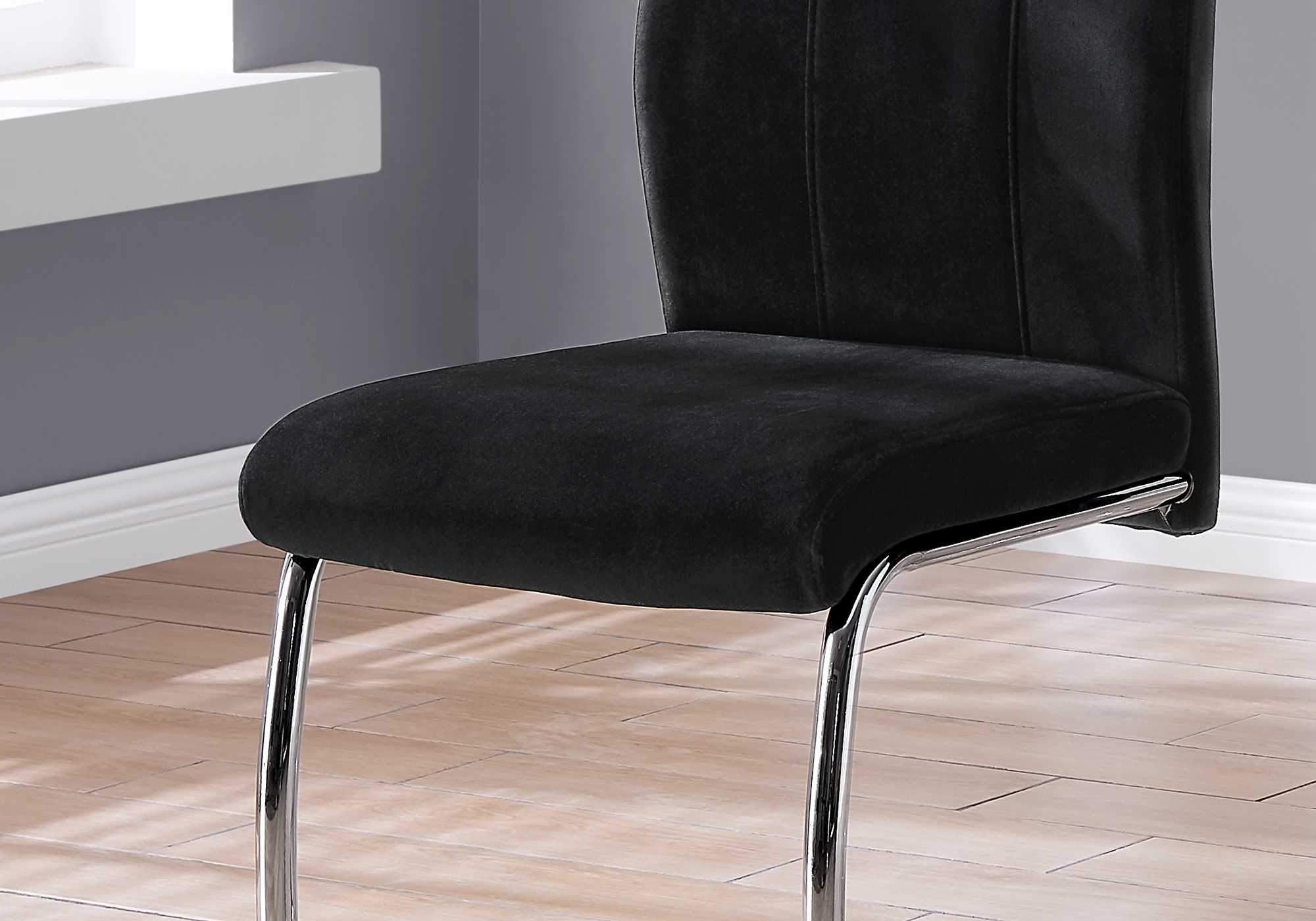 Two 77.5inches Velvet Chrome Metal and Foam Dining Chairs - Image 3