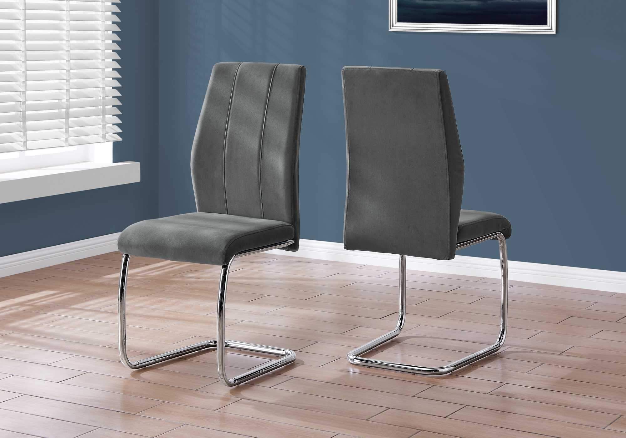 Two 77.5inches Velvet Chrome Metal and Foam Dining Chairs - Image 5