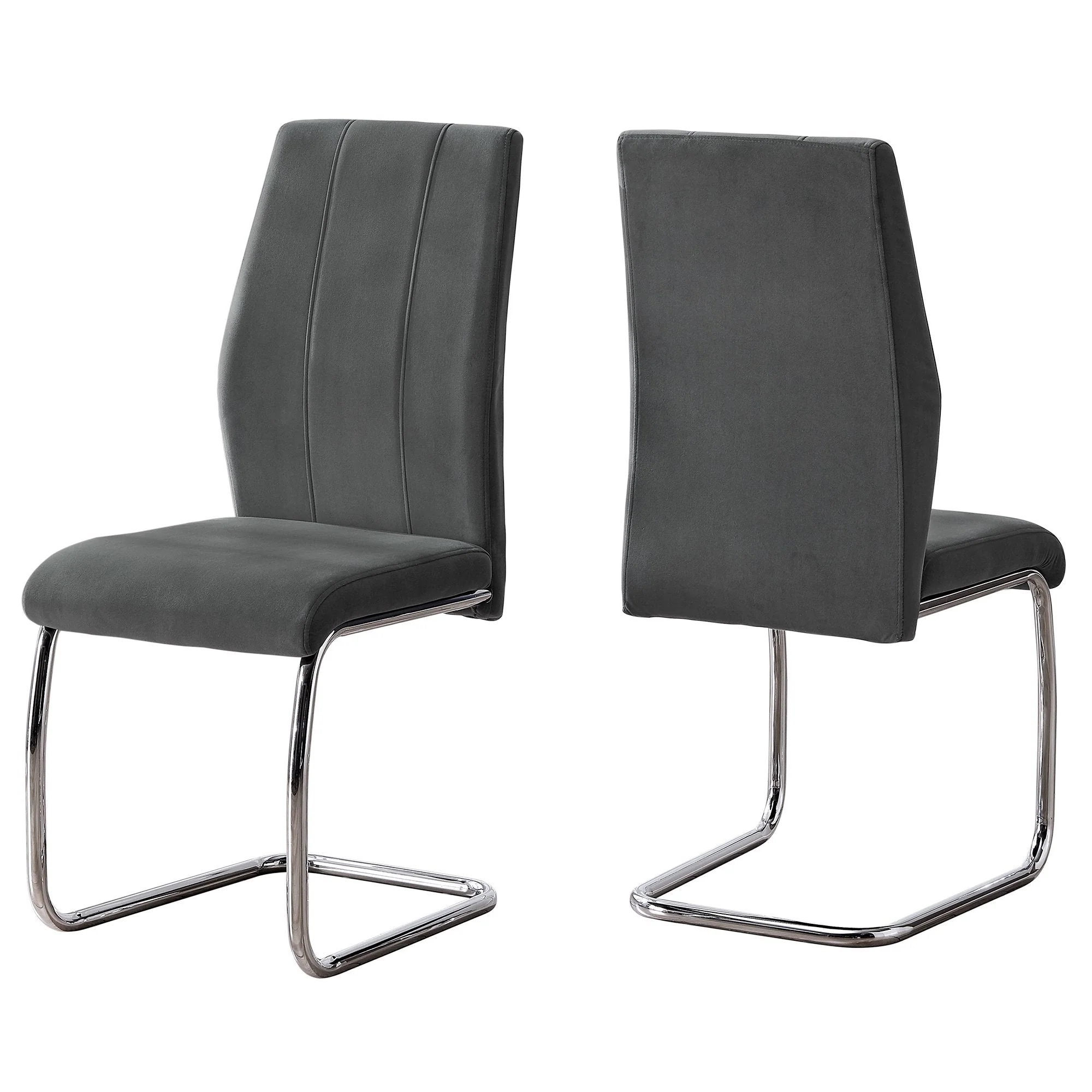 Two 77.5inches Velvet Chrome Metal and Foam Dining Chairs - Image 6