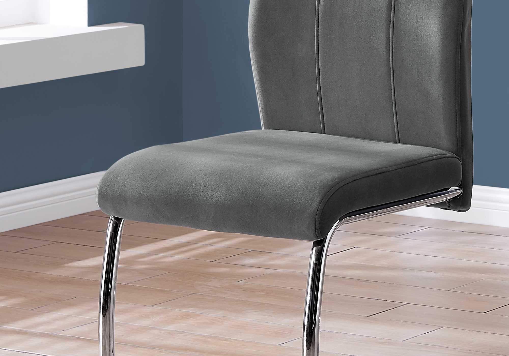 Two 77.5inches Velvet Chrome Metal and Foam Dining Chairs - Image 7