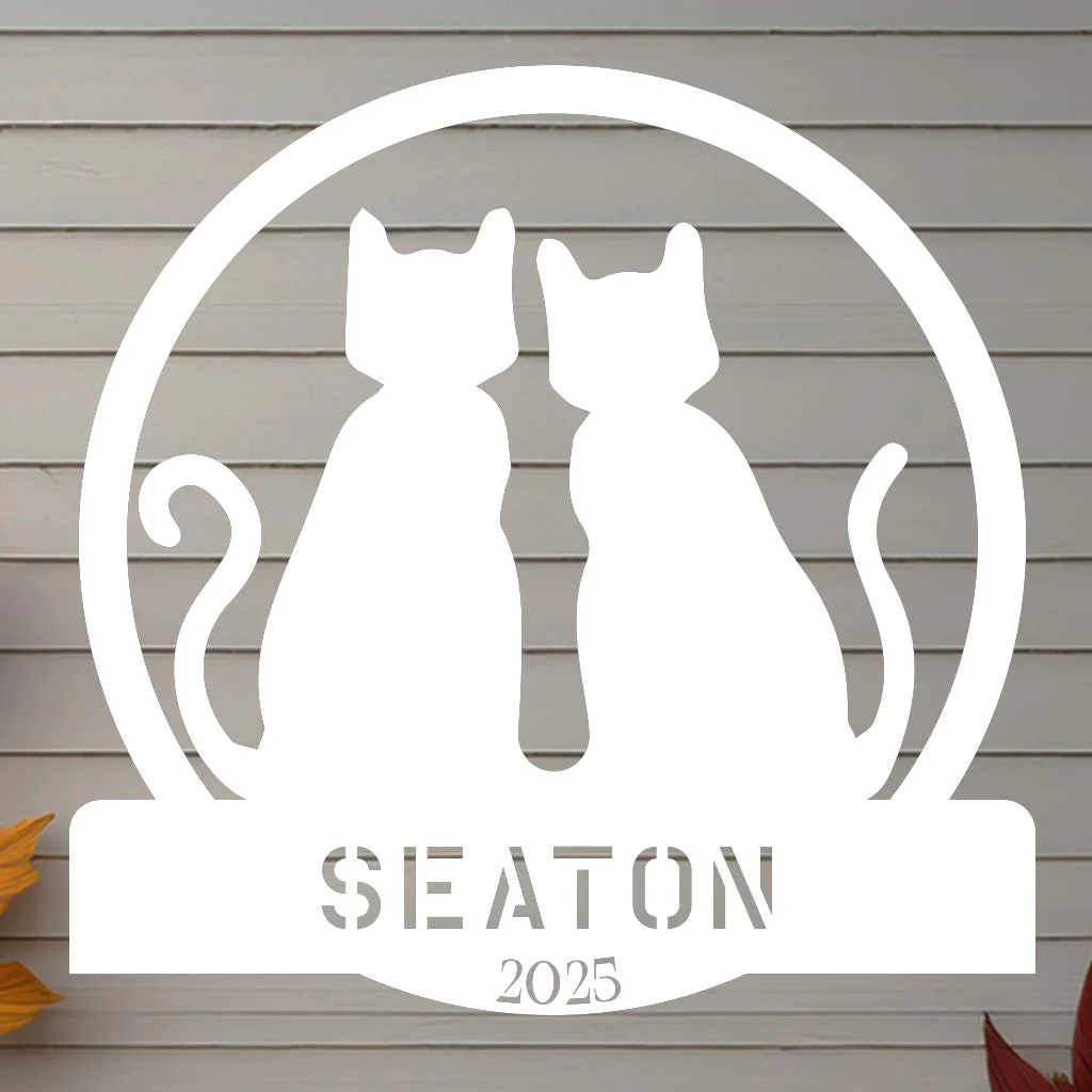 Two Cats w Name Sign - Image 2