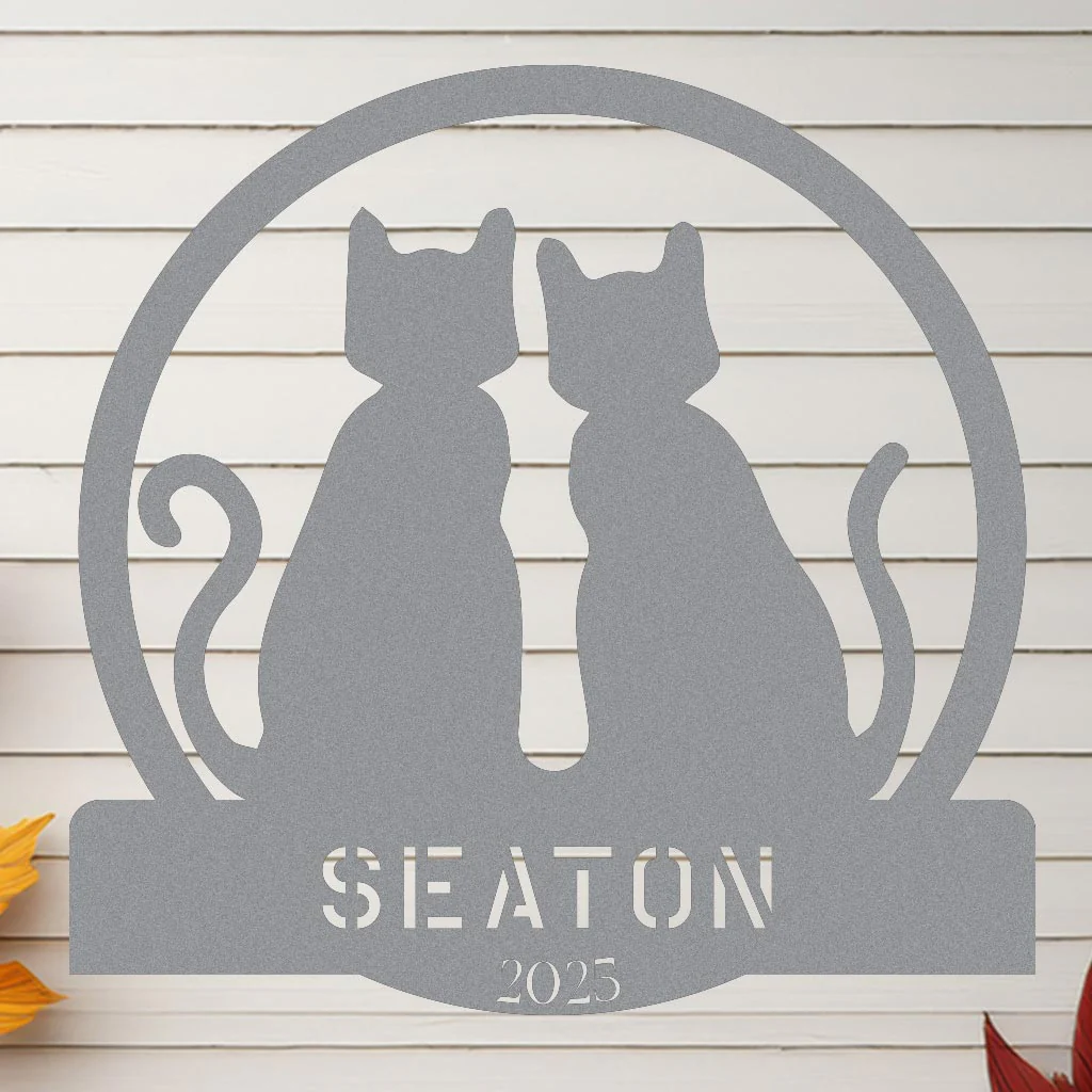 Two Cats w Name Sign - Image 3
