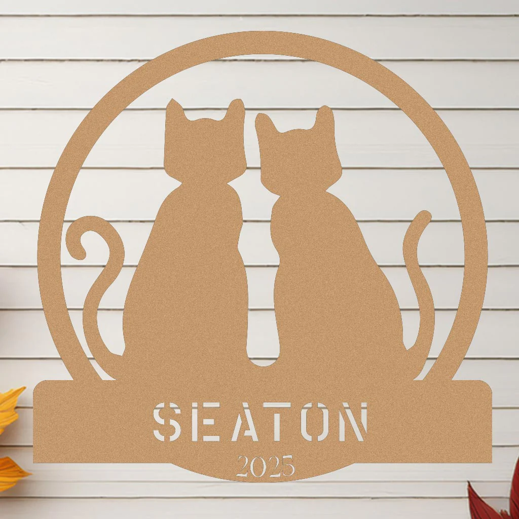 Two Cats w Name Sign - Image 5