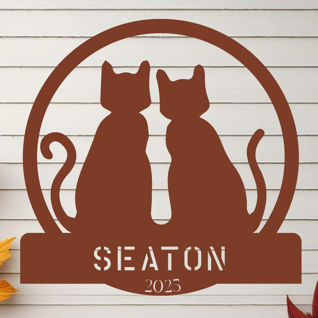 Two Cats w Name Sign - Image 6